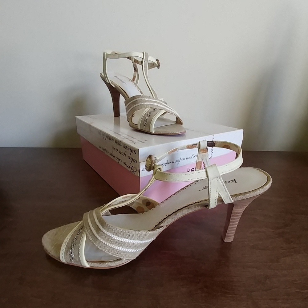 Kenzie Dazzling silver linen strappy heels shoes